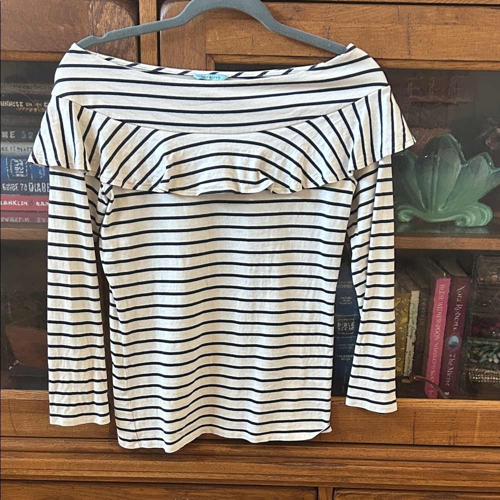 Elegant Striped Off-Shoulder Long Sleeve Top